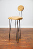FAOIR - Handmade Reclaimed Wooden Hair Pin leg stool with carved seat and back rest