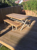 VOXTR (Medium Set) - Handmade Industrial Chic Reclaimed Wood & Steel X Leg Garden Table w/ 2 box legged benches | Hand & Craft Furniture
