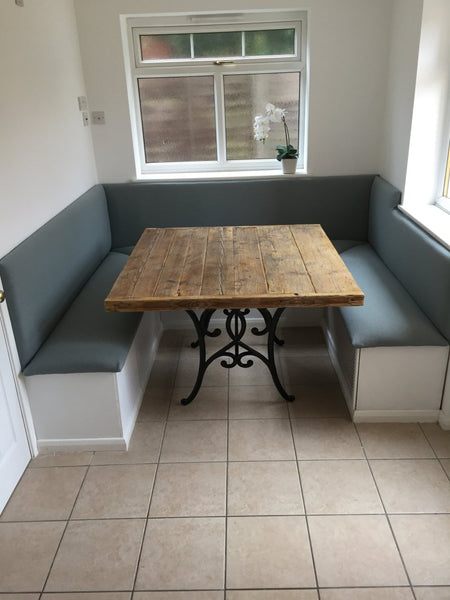 ELSKA (Small) - Handmade Industrial Chic Reclaimed Wood Square Table with Iron ornate Legs Table. Cafe Bar Restaurant.
