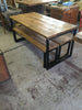 ELDING (Dining) - Handmade Industrial Chic Reclaimed Wood & Steel Box Leg Table w/ 2 matching benches