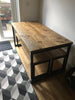 ELDING (Dining) - Handmade Industrial Chic Reclaimed Wood & Steel Box Leg Table w/ 2 matching benches
