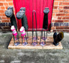 SKOR (4) - Hand Made Reclaimed wood and hairpin Boot / Welly rack Indoor or outdoor use.