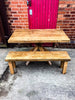 ENN (Wood set) - Handmade Reclaimed Wood Table with Star Leg supports With 2 Bench Set Cafe Bar Restaurant. Custom Made to Order.