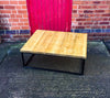 HORN (large)- Handmade Reclaimed Light Wax Finished Coffee Table with box Steel legs. Custom Made To Order.