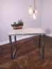 LYSA (Small) - Handmade Industrial Chic Reclaimed Grey Wash Wood & Steel Middy Table with Steel box section legs | Hand & Craft Furniture