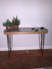 HOND - Handmade Industrial Chic Reclaimed Wood & Zinc Topped insert Console Table w/ Steel hairpin legs Custom Made To Order.