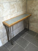 HOND - Handmade Industrial Chic Reclaimed Wood & Zinc Topped insert Console Table w/ Steel hairpin legs Custom Made To Order.
