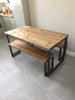 ELDING (Dining) Large Handmade Industrial Chic Reclaimed Wood & Steel Box Leg Table w/ 1 matching bench. Custom Made To Order.