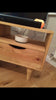 HOGGVA - Handmade Industrial Chic Reclaimed 2 Drawer, s Shelf Wooden Media Table with Turned Leg. Custom Made to Order.