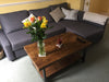 POLA - Handmade Reclaimed Dark Oak Coffee Table with shelf and H style box Steel legs | Hand & Craft Furniture