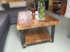 POLA - Handmade Reclaimed Dark Oak Coffee Table with shelf and H style box Steel legs | Hand & Craft Furniture