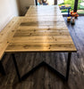 GROA (Med) - Handmade Reclaimed Industrial Chic Steel Wood Extendable Dining Table.Bar Cafe Restaurant Furniture Steel Wood Made to Order