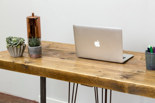 GINNREDIN (Poser) - Handmade Industrial Chic Reclaimed Wood and Steel Legs Hig Poser Table. Cafe Bar Restaurant
