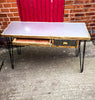 GORSIMI (2 Drawer) - Handmade Industrial Chic Desk with Reclaimed Wood and Polished Steel Top and Hairpin Legs Desk | Hand & Craft Furniture