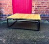 HORN - Handmade Reclaimed Light Wax Finished Coffee Table with box Steel legs. Custom Made To Order.