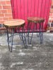 KONA - Medium Royal Blue Prime Reclaimed Wooden stools with Hairpin legs - Made to Order - Other Colours available