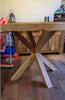 BAUGR (Star leg) - Round Handmade Reclaimed With Wooden Star frame Leg Table in Light Stripped Pine finish - Made To Order