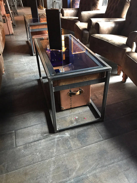 JOKULL- Handmade Industrual Chic Glass, Wood and Steel Coffee Table / Display Cabinet - Home, Bar, Restaurant