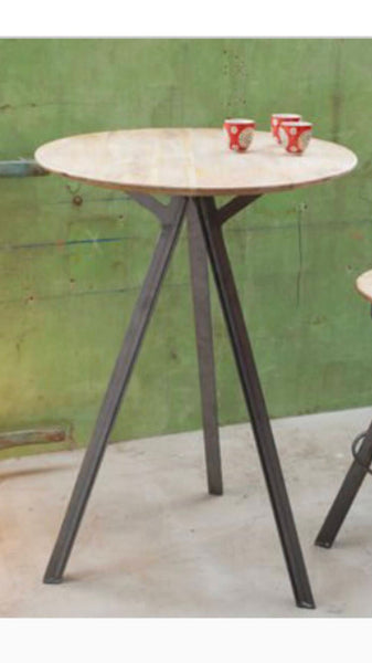 PUULIP - Round and Stool Set Handmade Industrial Chic Reclaimed Wood 3 legged Table Custom Made to Order.