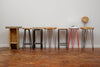 DOTTIR - Handmade Reclaimed Stainless steel Lipped seated Stool with Red Hairpin legs Made to Order