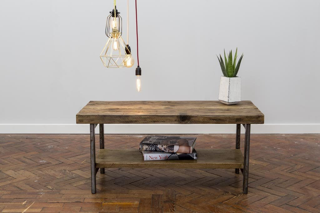 MATNAOR - Handmade Industrial Chic Reclaimed Wood And Steel Legs Coffee Table. Custom Made To Order.