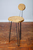 FAOIR - Handmade Reclaimed Wooden Hair Pin leg stool with carved seat and back rest
